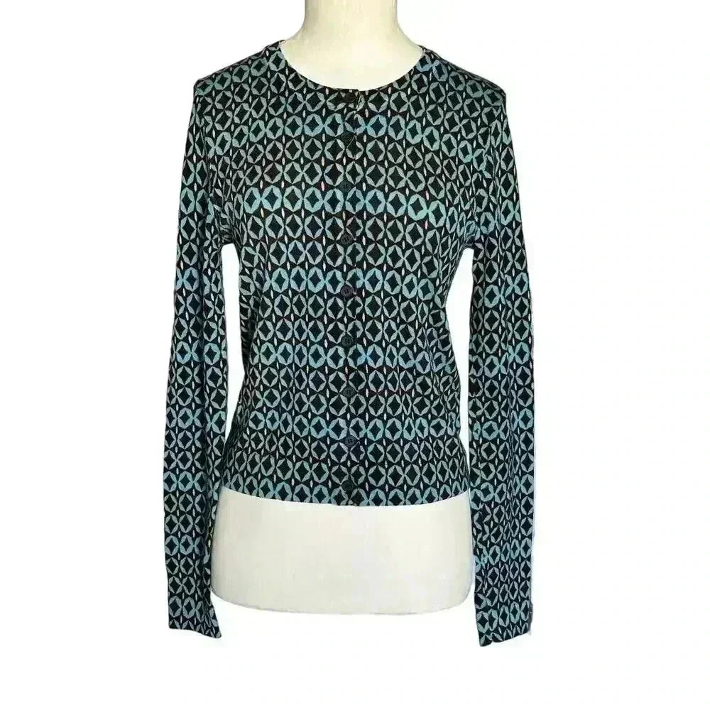Diane Von Furstenberg 100% Wool Geometric Cardigan Women’s Size S